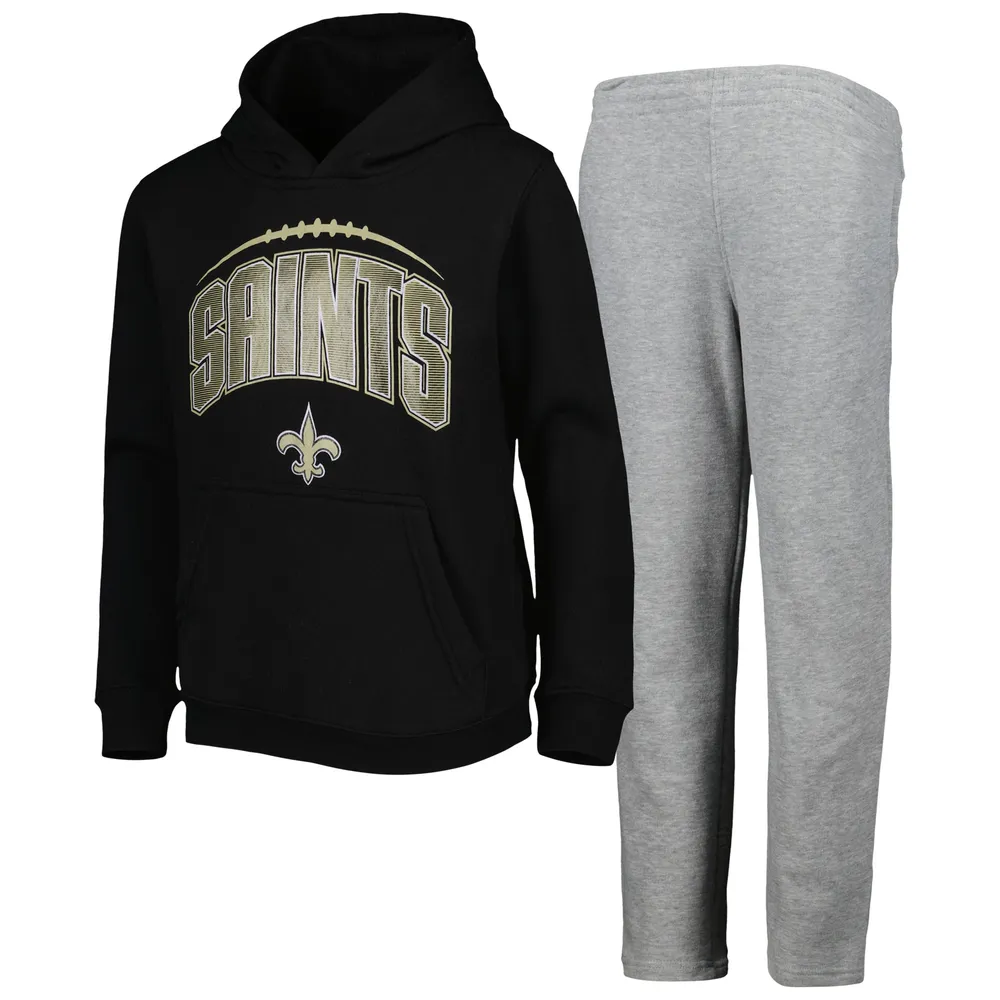 Outerstuff Youth Black/Heather Gray New Orleans Saints Double Up