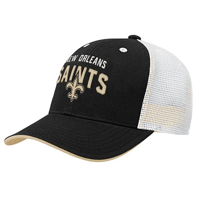 Casquette réglable noire New Orleans Saints Core Lockup Trucker pour jeunes