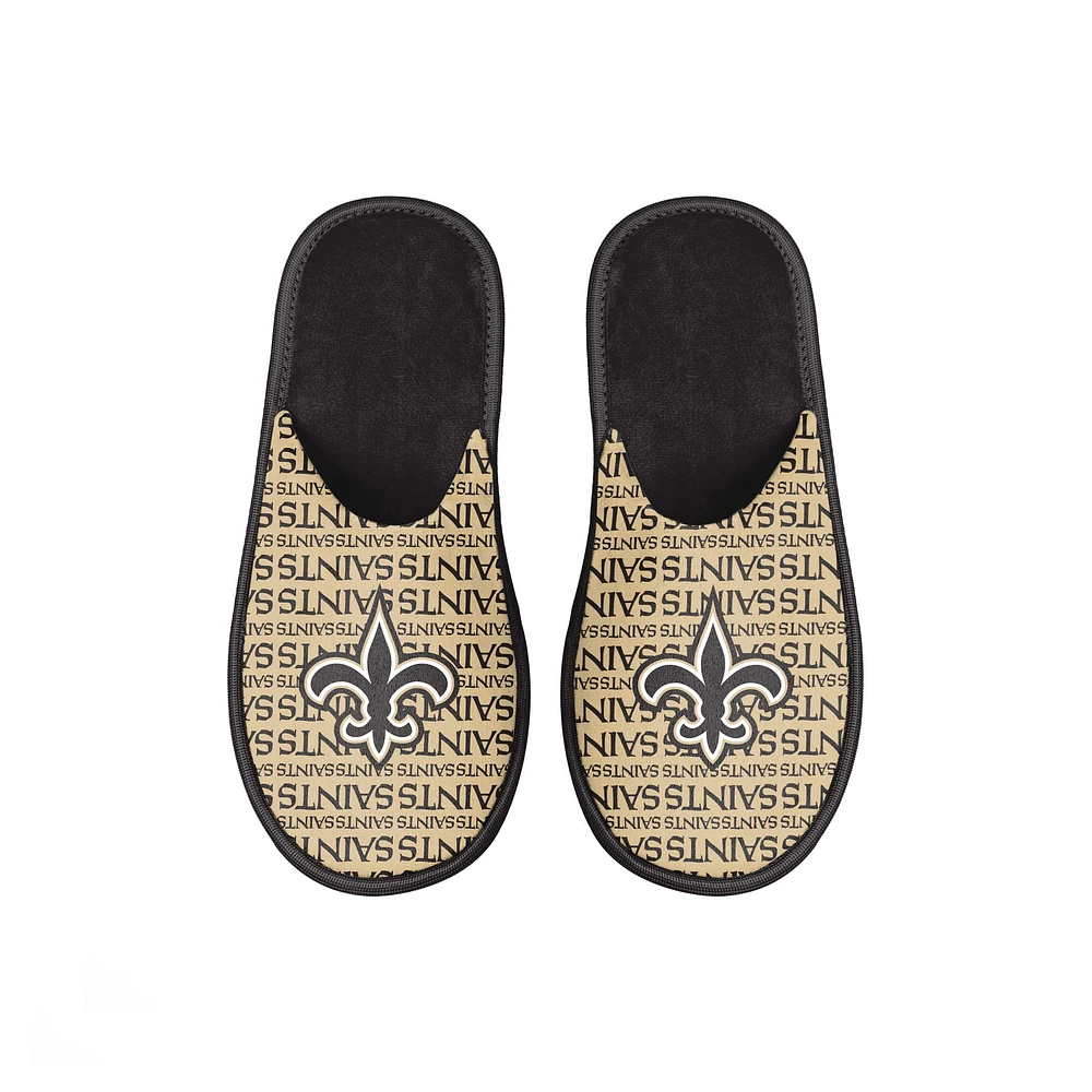 Youth FOCO New Orleans Saints Scuff Wordmark Slide Slippers