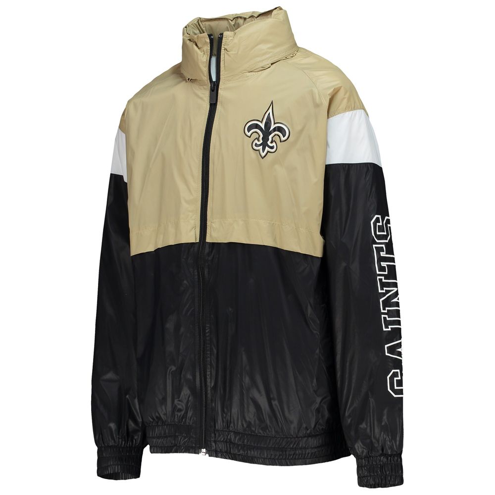 Youth Gold/Black New Orleans Saints Goal Line Stance Full-Zip Hoodie Windbreaker