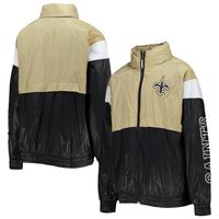 Youth Gold/Black New Orleans Saints Goal Line Stance Full-Zip Hoodie Windbreaker