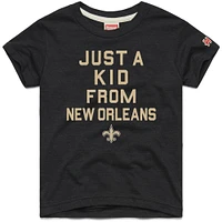 T-shirt noir a trois bandes Just Kid des New Orleans Saints pour jeunes