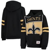 Youth Mitchell & Ness Black New Orleans Saints Big Face Pullover Hoodie