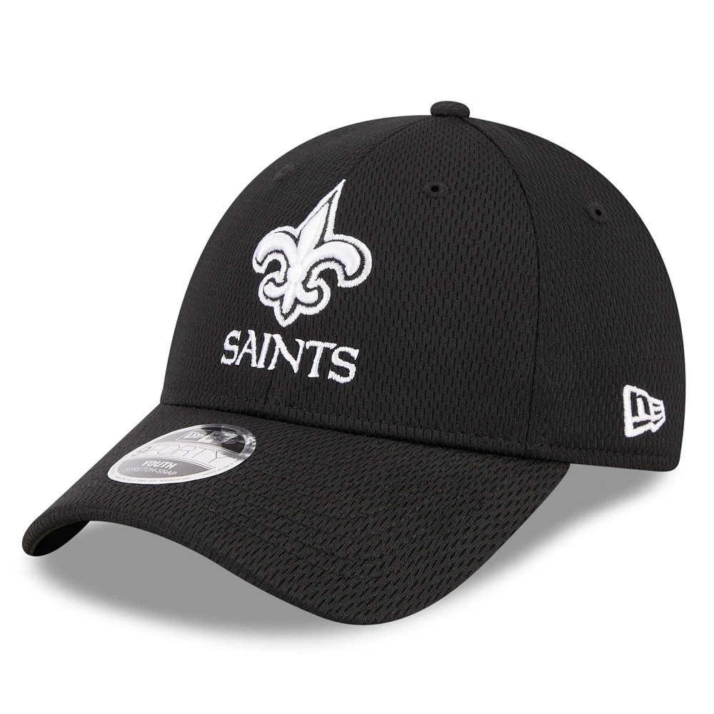 Casquette réglable noire New Era Saints Main B-Dub 9FORTY pour jeune