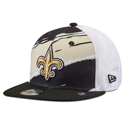 Youth New Era Black New Orleans Saints Tear 9FIFTY Trucker Snapback Hat