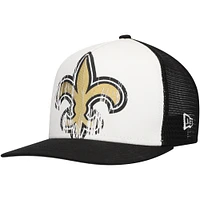 Casquette Snapback 9FIFTY A-Frame en détresse des Saints de la Nouvelle-Orléans New Era New Era pour jeunes, blanc/noir