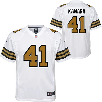 Maillot de jeu joueur Nike Alvin Kamara New Orleans Saints Color Rush blanc pour jeune