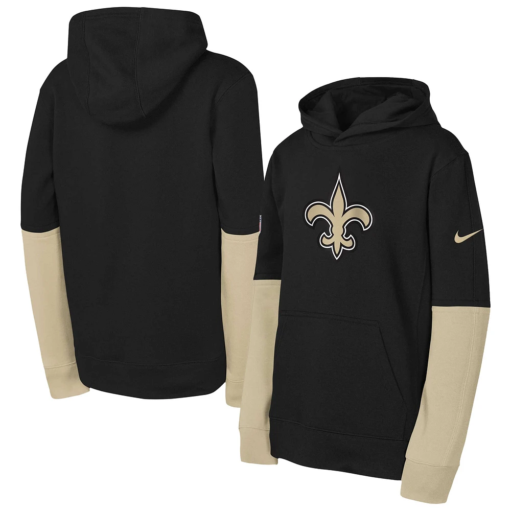 Sweat à capuche Nike noir New Orleans Saints Club pour jeunes