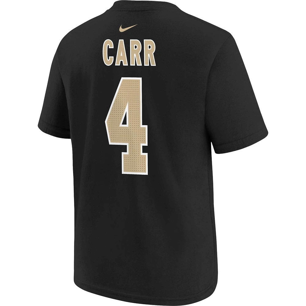 Youth Nike Derek Carr Black New Orleans Saints Player Name & Number T-Shirt