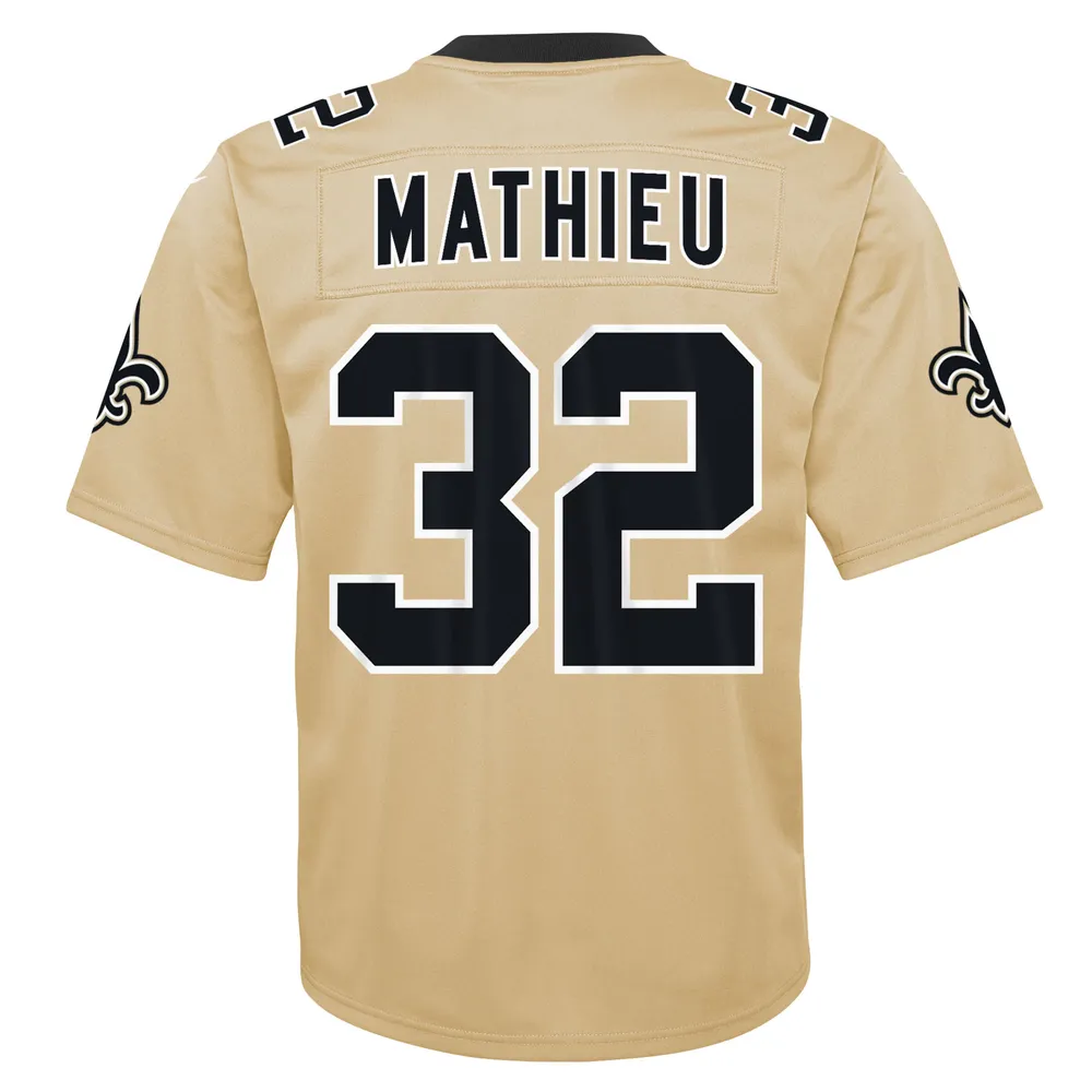 Maillot de jeu inversé Nike Tyrann Mathieu doré pour jeunes des Saints la Nouvelle-Orléans