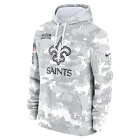 Sweat à capuche Nike Salute To Service New Orleans Saints 2024 blanc/gris pour jeune