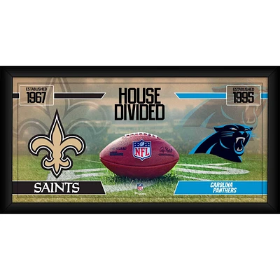 New Orleans Saints vs. Carolina Panthers Framed 10" x 20" House Divided Football Collage