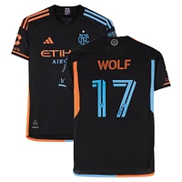 Maillot adidas noir dédicacé par Hannes Wolf du New York City FC, numéro 17, utilisé lors de la saison 2024 de la MLS - Taille S
