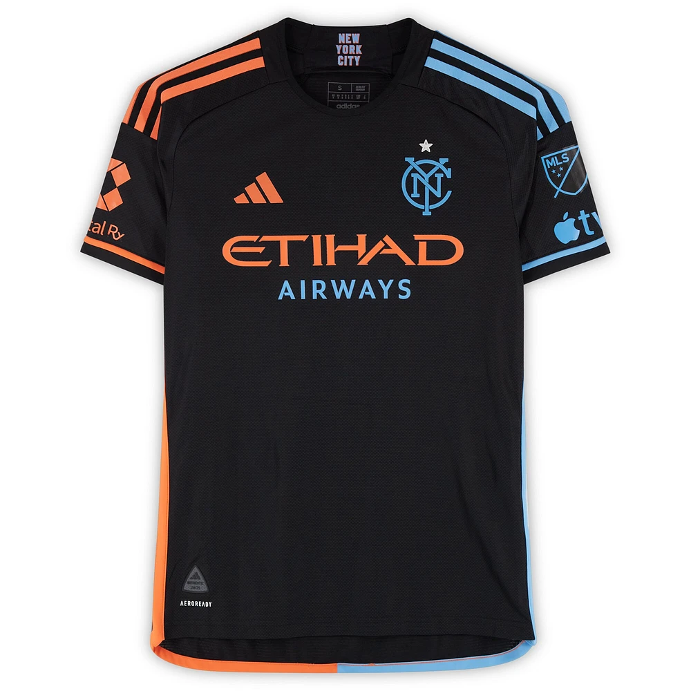 Maillot adidas noir dédicacé par Hannes Wolf du New York City FC, numéro 17, utilisé lors de la saison 2024 de la MLS - Taille S