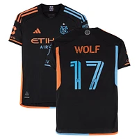 Maillot adidas noir dédicacé par Hannes Wolf du New York City FC, numéro 17, utilisé lors de la saison 2024 de la MLS - Taille S