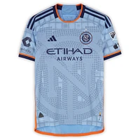 Maillot adidas bleu ciel dédicacé Justin Haak du New York City FC n° 80, utilisé lors du match de la saison 2024 de la MLS - Taille M