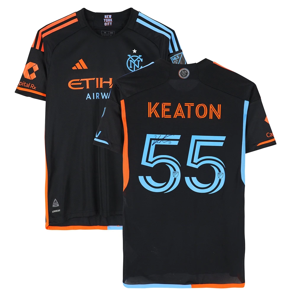 Maillot adidas noir dédicacé Keaton Parks New York City FC n° 55, utilisé lors du match, saison 2024 de la MLS - Taille M