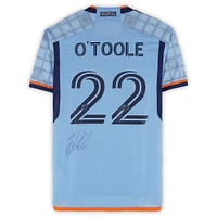 Maillot adidas bleu ciel dédicacé Kevin O'Toole du New York City FC n° 22, utilisé lors du match de la saison 2024 de la MLS - Taille S