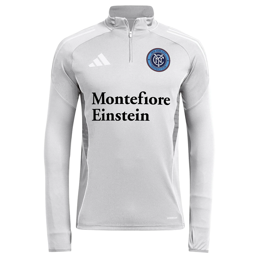 Men's adidas  Silver New York City FC 2025 AEROREADY Quarter-Zip Long Sleeve Training Top