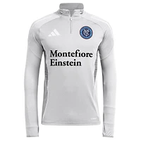 Men's adidas  Silver New York City FC 2025 AEROREADY Quarter-Zip Long Sleeve Training Top