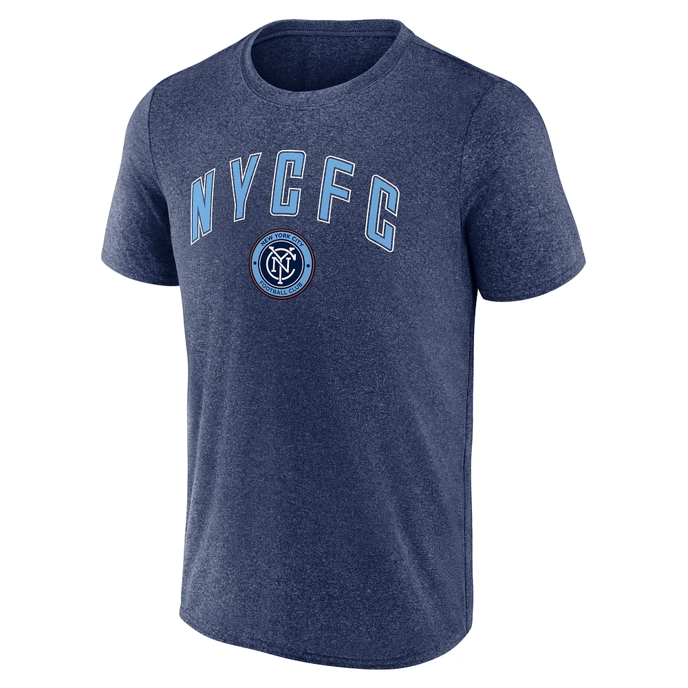 Men's Fanatics  Heather Navy New York City FC Drop Kick T-Shirt