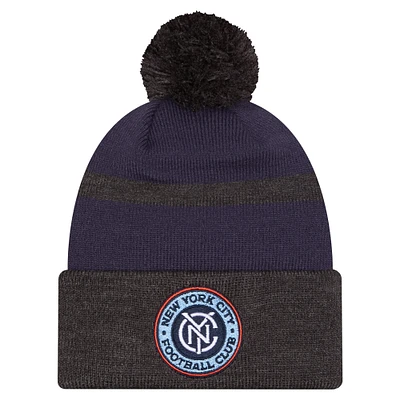 Men's New Era  Navy New York City FC 2025 Kickoff Cuffed Knit Hat with Pom