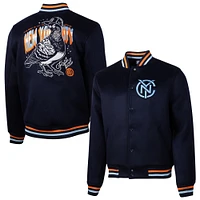 Men's Sport Design Sweden  Navy New York City FC Free Kick Wool Full-Snap Varsity Jacket