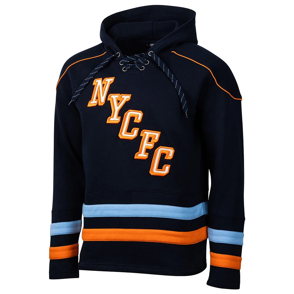 Men's Sport Design Sweden  Navy New York City FC Hat Trick Hockey Pullover Hoodie