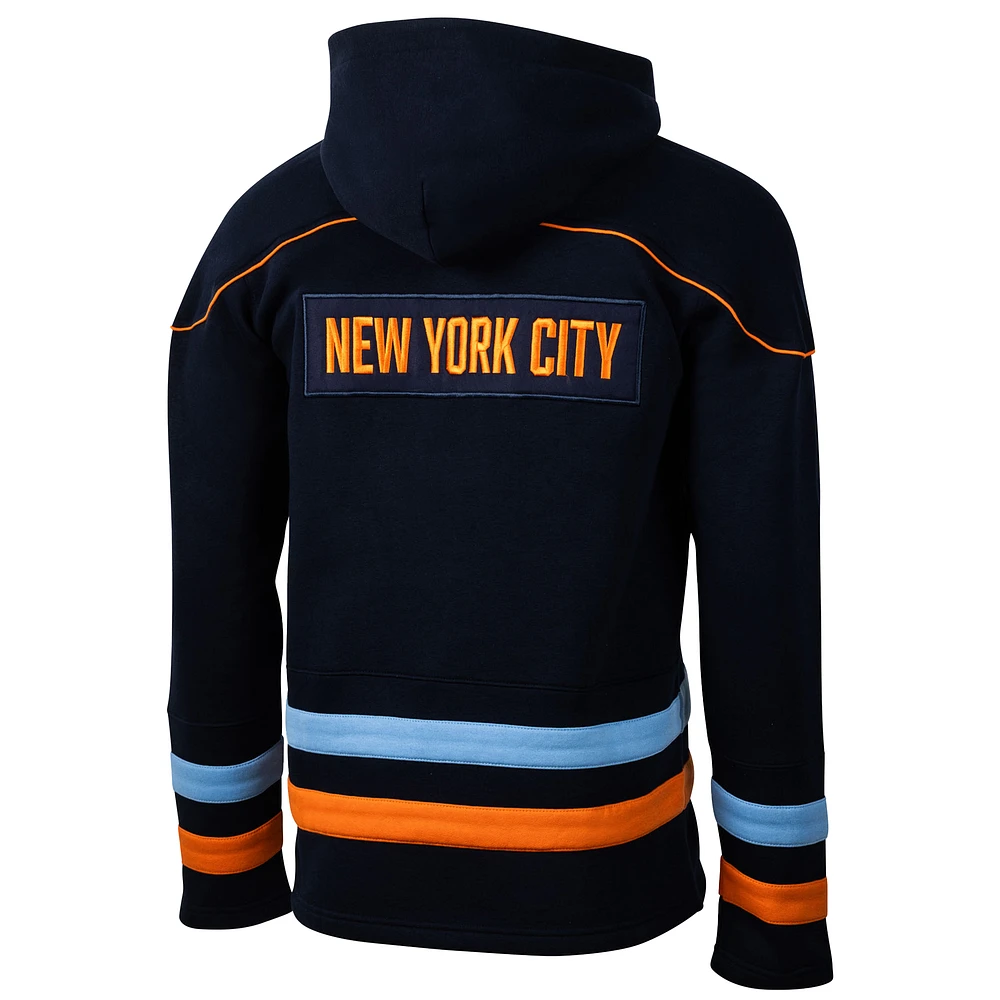 Men's Sport Design Sweden  Navy New York City FC Hat Trick Hockey Pullover Hoodie