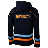 Men's Sport Design Sweden  Navy New York City FC Hat Trick Hockey Pullover Hoodie