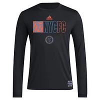 Men's adidas Black New York City FC 2024 Jersey Hook AEROREADY Long Sleeve T-Shirt