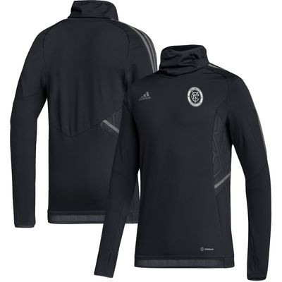 Men's adidas Black New York City FC COLD.RDY Raglan Warmup Pullover Jacket