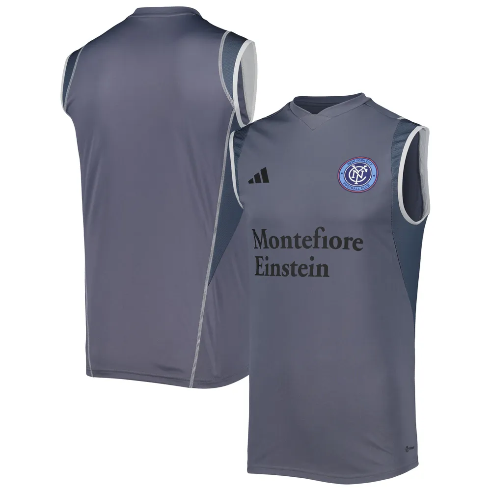 Maillot d'entraînement sans manches New York City FC 2023 adidas gris pour homme