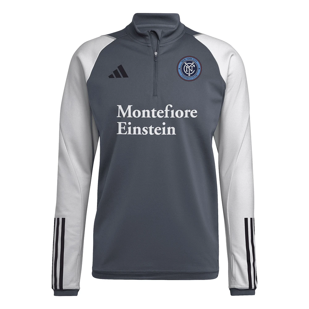 Haut d'entraînement adidas New York City FC 2024 On-Field AEROREADY à quart de zip pour homme, gris