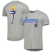 T-shirt à crochet AEROREADY adidas New York City FC Team Jersey gris chiné pour homme