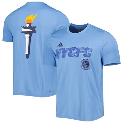 T-shirt adidas bleu clair New York City FC Team Jersey Hook AEROREADY pour homme