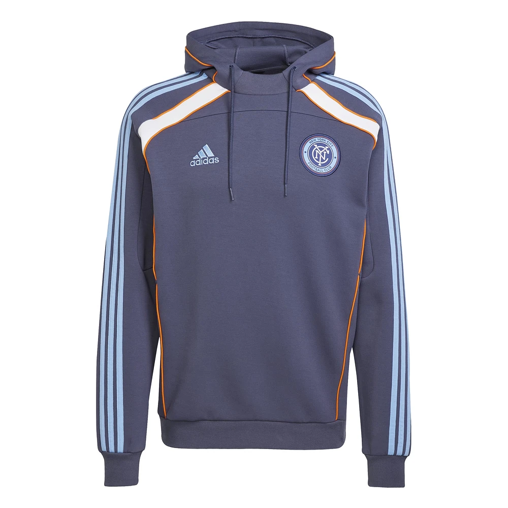 Men's adidas Navy New York City FC 2025 Travel Pullover Hoodie