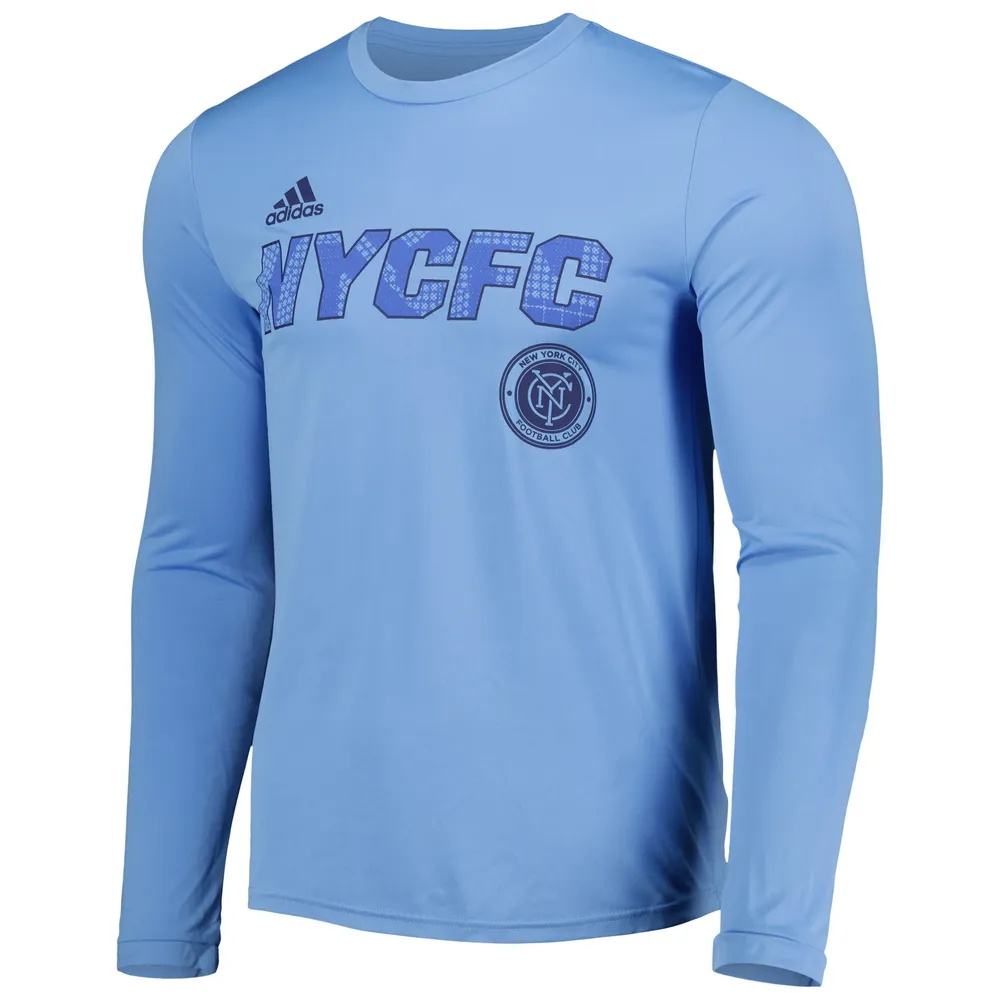 Men's adidas Sky Blue New York City FC Jersey Hook AEROREADY Long Sleeve T-Shirt