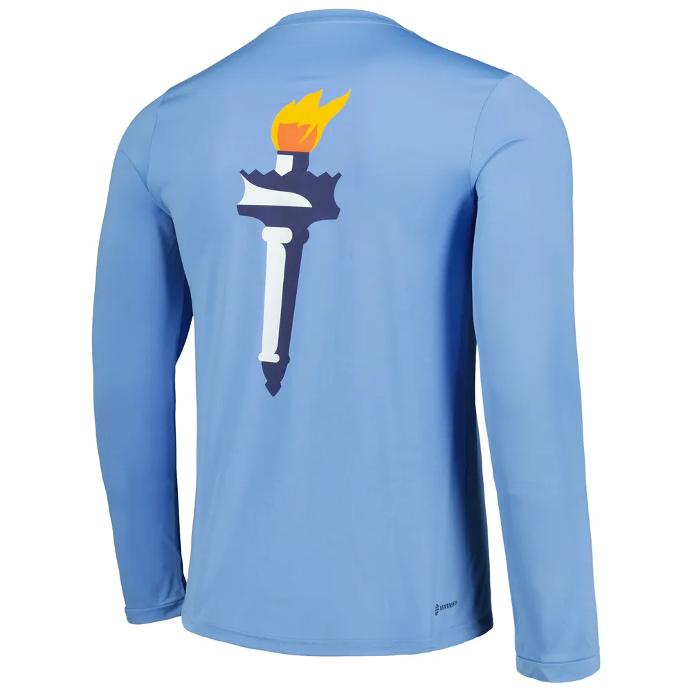 Men's adidas Sky Blue New York City FC Jersey Hook AEROREADY Long Sleeve T-Shirt