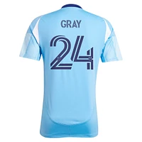 Maillot de joueur réplique du kit Excelsior New York City FC 2025 gris bleu clair adidas Tayvon pour homme