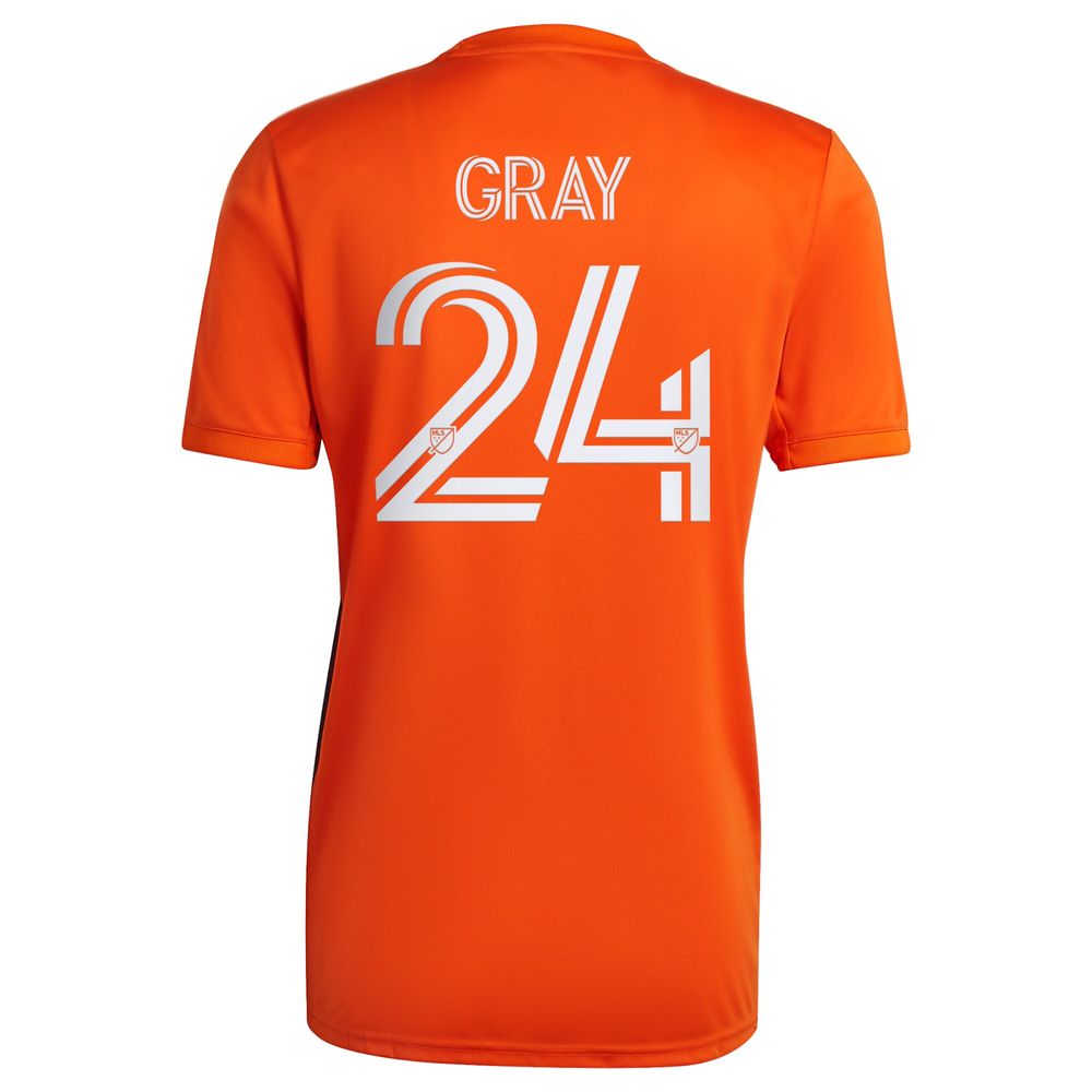 Men's adidas Tayvon Gray Orange New York City FC 2022 The Volt Kit Replica Player Jersey