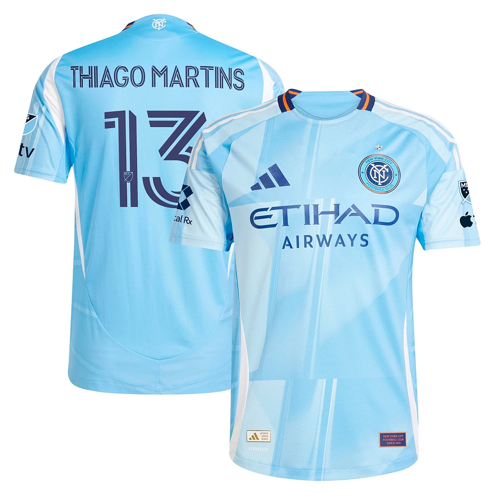 Men's adidas Thiago Martins Light Blue New York City FC 2025 The Excelsior Kit Authentic Player Jersey