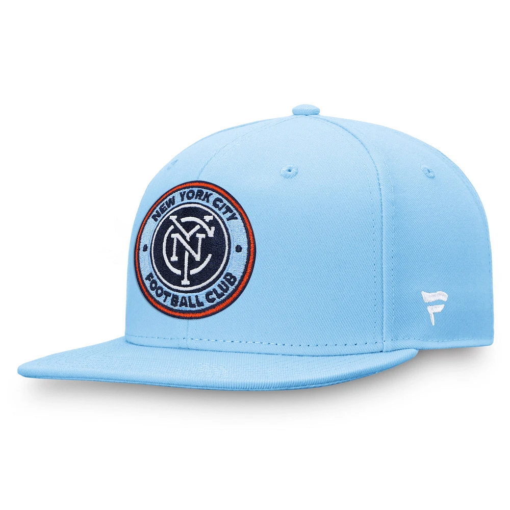 Casquette Snapback bleue avec emblème New York City FC Fanatics pour hommes