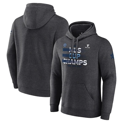 Men's Fanatics Heathered Charcoal New York City FC 2021 MLS Cup Champions Five Points Fitted Pullover Hoodie