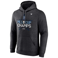 Sweat à capuche ajusté pour homme, anthracite chiné, New York City FC 2021 Champions de la Coupe MLS marque Fanatics