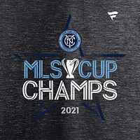 Men's Fanatics Heathered Charcoal New York City FC 2021 MLS Cup Champions Locker Room Fitted Pullover Hoodie