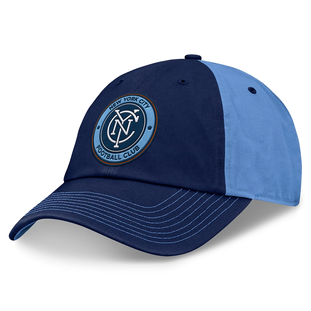 Men's Fanatics Navy/Sky Blue New York City FC Iconic Blocked Fundamental Adjustable Hat