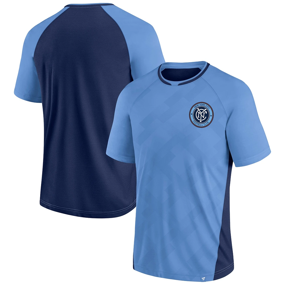 T-shirt raglan attaquant fanatiques bleu ciel du New York City FC pour hommes