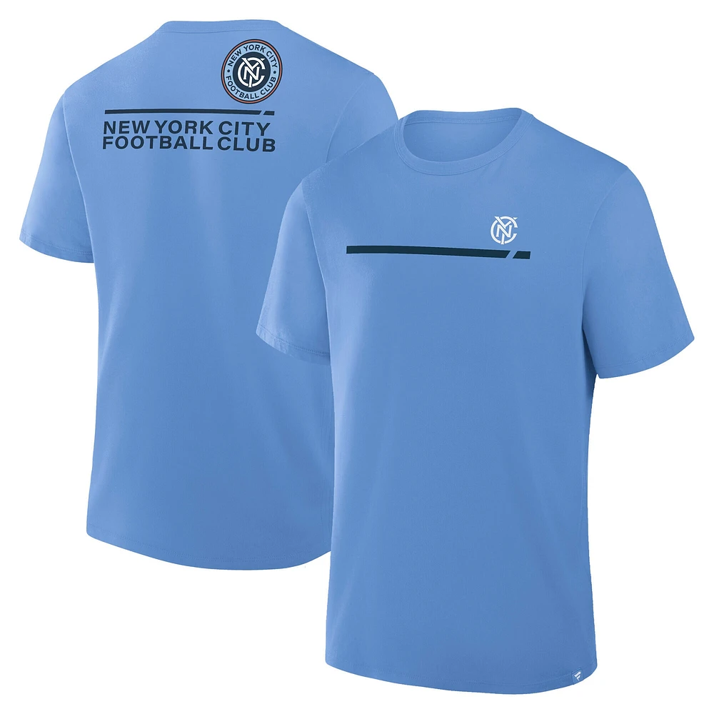 T-shirt en coton bleu ciel Fanatics pour homme avec coup de pied coin Legacy du New York City FC