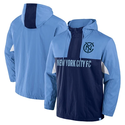 Veste à capuche tissée quart de zip New York City FC bleu ciel Fanatics pour homme